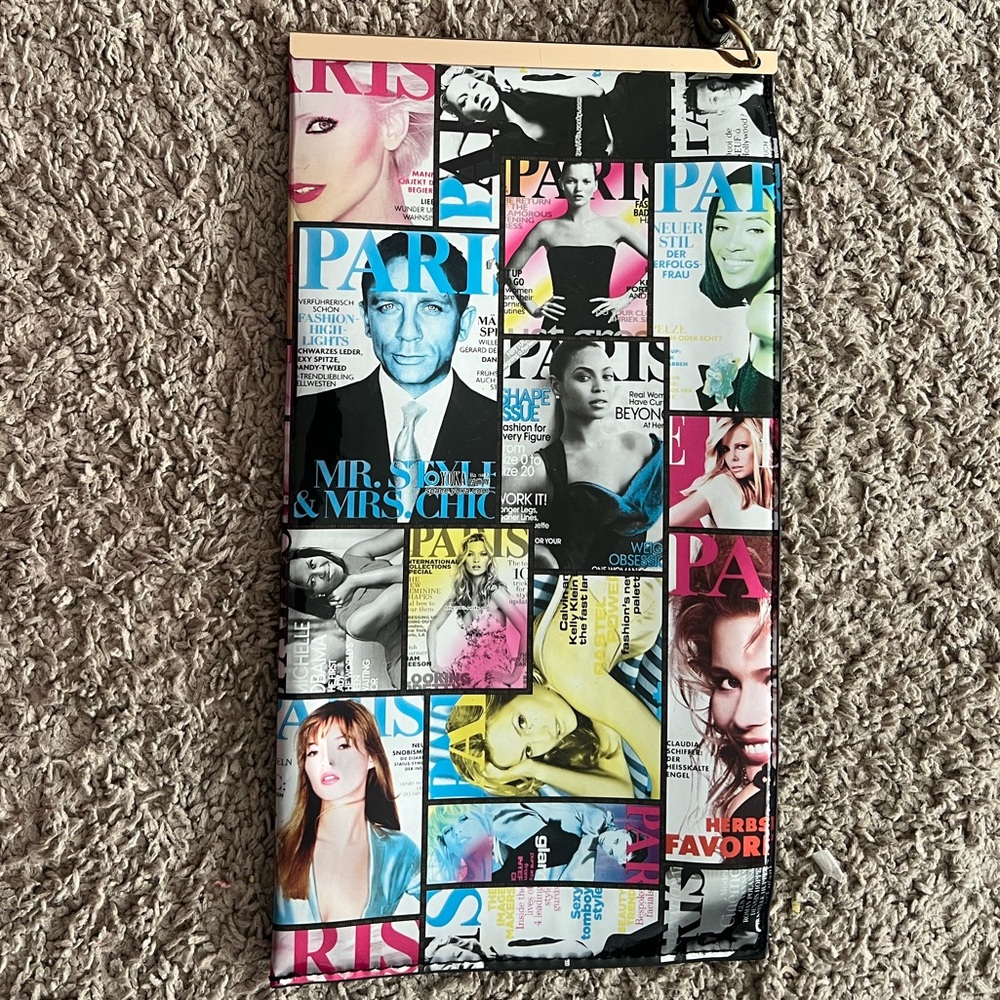 Beyonce and Celebrity Colorful Magazine Print Clutch